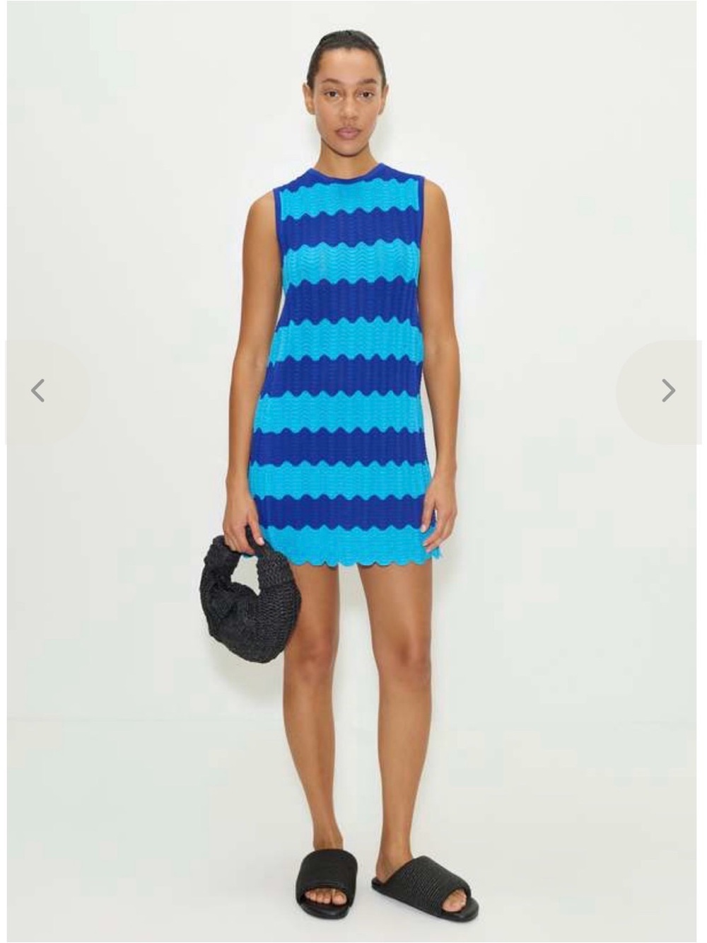 Simon Miller Moji Knit Mini Dress in Blue Tonal Wave Stripe